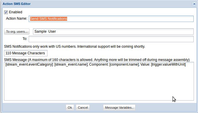 SMS Notification Action SMS Notification Action