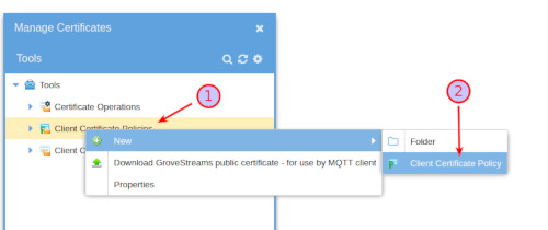 Managing MQTT Policy Menu GroveStreams - MQTT Policy Menu